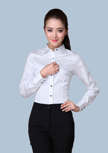 白衬衫女长袖韩版修身职业装丝光棉衬衣